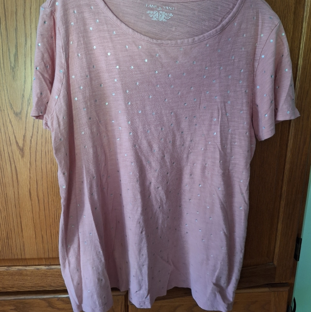 Lane Bryant Silver Stars Short Sleeve Tee 100% Cotton